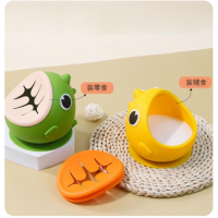 萌趣小怪獸系列｜嬰幼兒矽膠防灑吸盤零食碗