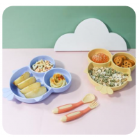 SINYA 專業研發系列｜寶寶矽膠吸盤分隔餐盤 (可愛造型 / 強力吸力 / 食品級安全材質)