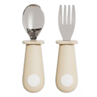 SINYA 專業研發系列｜兒童矽膠短手柄不鏽鋼叉勺組 (316/304 食品級不鏽鋼 / 專為幼兒抓握設計 / 防滑矽膠手柄 / 寶寶自主進食練習餐具)