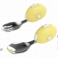 SINYA 專業研發系列｜萌雞造型幼兒不鏽鋼餐具組 (304/316 食品級不鏽鋼 / PP 防滑短手柄 / 寶寶自主進食練習叉勺組)