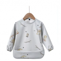 SINYA 專業研發系列｜全方位防水防髒印花長袖罩衣 (大容量立體接飯槽 / 柔軟輕盈材質 / 嬰幼兒自主進食吃飯圍兜 / 長袖防護罩衣)