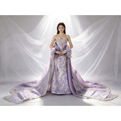 MM World|紫金色蕾絲滾邊緞面禮服 (紫金盛世系列) MM World|紫金色蕾絲滾邊緞面禮服 (紫金盛世系列)