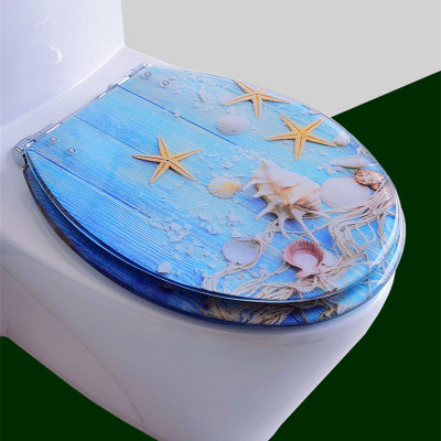 可愛卡通樹脂馬桶蓋通用廁所蓋板家用緩降靜音加厚老式坐便圈配件-小海螺