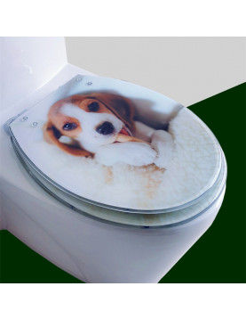 可愛卡通樹脂馬桶蓋通用廁所蓋板家用緩降靜音加厚老式坐便圈配件-比格犬