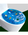 馬桶蓋 UVO型家用通用老式抽水樹脂馬桶圈加厚坐便器蓋廁所板配件-藍色海豚小魚