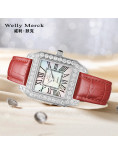 WellyMerck - 女裝水晶方形腕錶