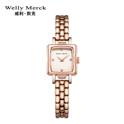 WellyMerck - 精緻玫瑰金方形手錶