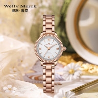 WellyMerck - 精緻玫瑰金圓形手錶