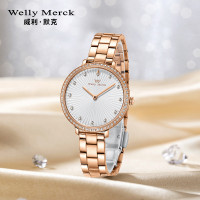 WellyMerck - 鑽石光澤玫瑰金手錶