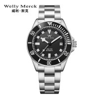 Welly Merck - 085男款银色钢带银壳手表
