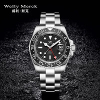 WellyMerck - 093男款銀色鋼帶手錶