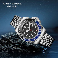 WellyMerck - 093男款銀色鋼帶手錶