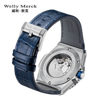 Welly Merck - 124男款皮带银壳手表