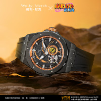 Welly Merck - 疾风传鸣人机械款黑色胶带黑色壳橙色面手表