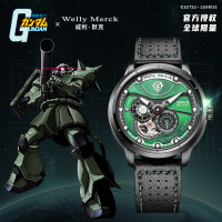 Welly Merck - 扎古款黑色皮带黑色壳红面手表